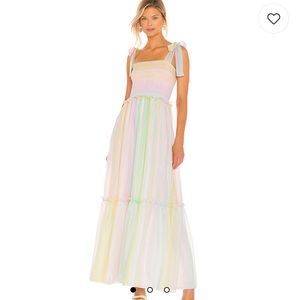 Amanda Uprichard Pastel Rainbow Maxi Dress